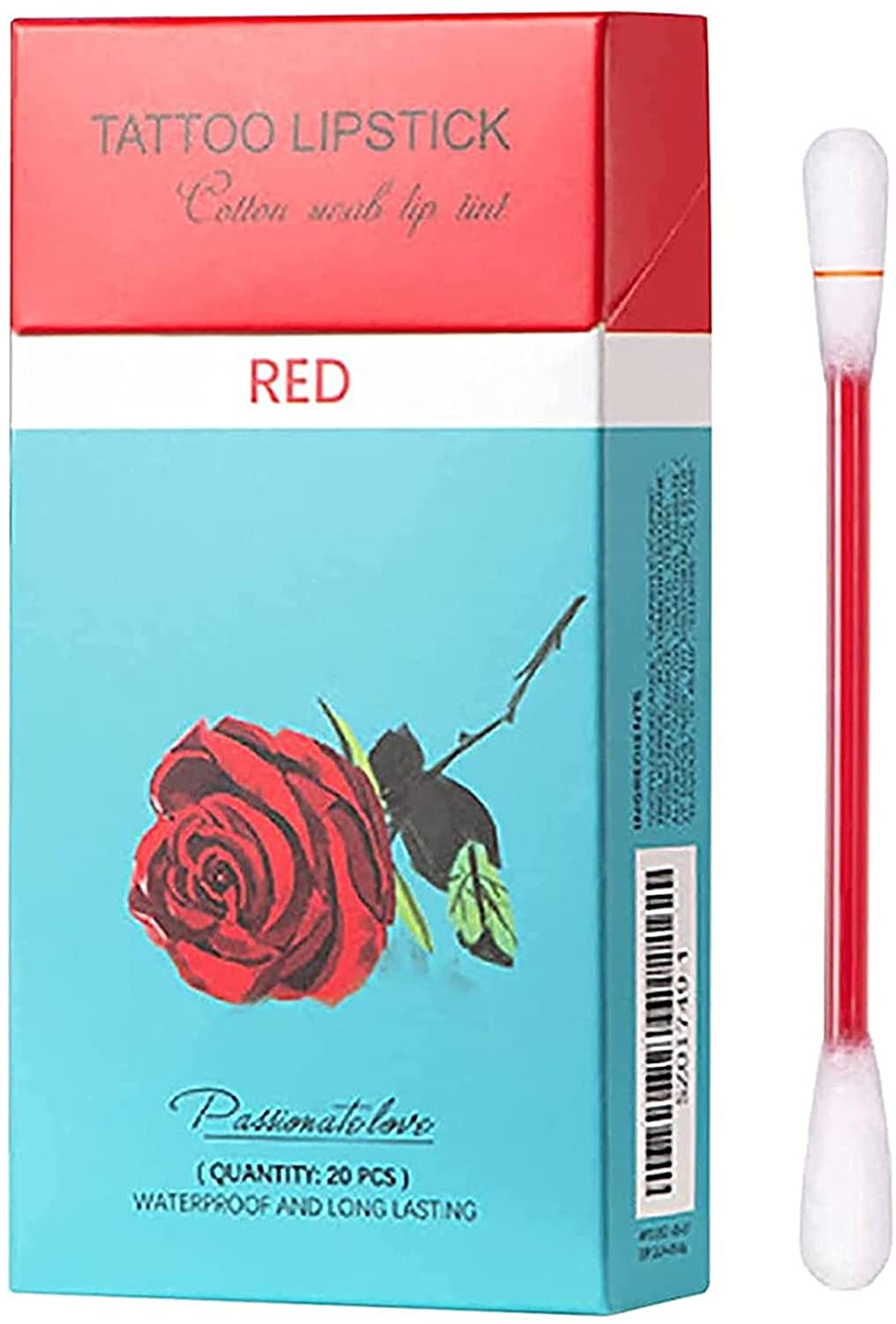 Tattoo Lipstick 20 PCS Cigarette Cotton Swab Lipstick Long-Lasting and Kiss-proof  Cotton Swab Lip Glaze for Easily Carrying (20PCS, Red) - Walmart.com