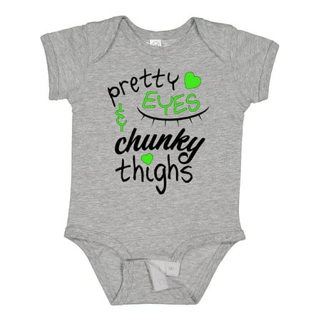 

Inktastic Pretty Eyes and Chunky Thighs Green Hearts Gift Baby Boy or Baby Girl Bodysuit