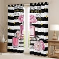 thumbnail image 2 of Manfei Pink Romantic Flower Black Out Curtains,Chic Perfume Curtains Pack of 2 (42x63 Each),White Black Geometric Striped Bedroom Curtains For Girls Kids,Microfiber Bedroom Decor, 2 of 6