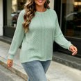 thumbnail image 5 of LUVDA Women's Cable Knit Pullover Sweater Crew Neck Loose Fit Long Sleeve Fall Winter Top, 5 of 6