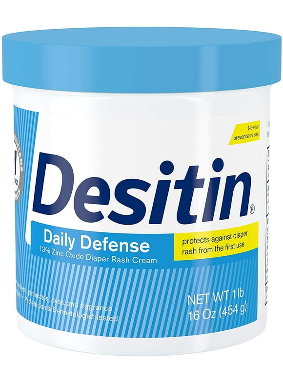 Desitin Daily Defense Baby Diaper Rash Cream with Zinc Oxide to Treat, Relieve & Prevent diaper rash, Hypoallergenic, Dye-, Phthalate- & Paraben-Free, 16 oz