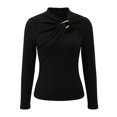 thumbnail image 4 of Tfken Tshirts For Women Long Sleeve Fall Slim Fit Tees Tops Casual T-Shirts Ladies Trendy Clothes Outwear Size L Black, 4 of 5