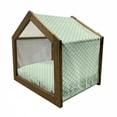 thumbnail image 2 of Retro Pet House, Checked Pattern with Thick and Thin Lines Symmetrical Geometric Monochrome Print, Outdoor & Indoor Portable Dog Kennel with Pillow and Cover, 5 Sizes, Green and Cream, by Ambesonne, 2 of 5