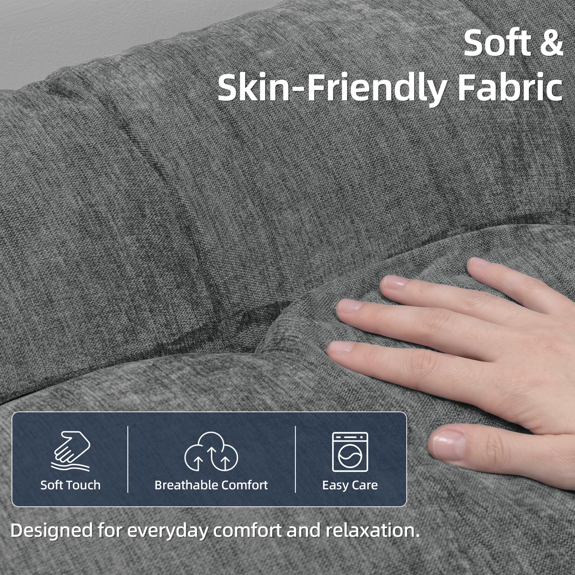 ROFIEJOX Queen Headboard Pillow, 59" x 20" x 7.9" Bed Backrest Pillow with Extra Removable Cover, Tufted Reading Pillow with Side Pockets, Gray