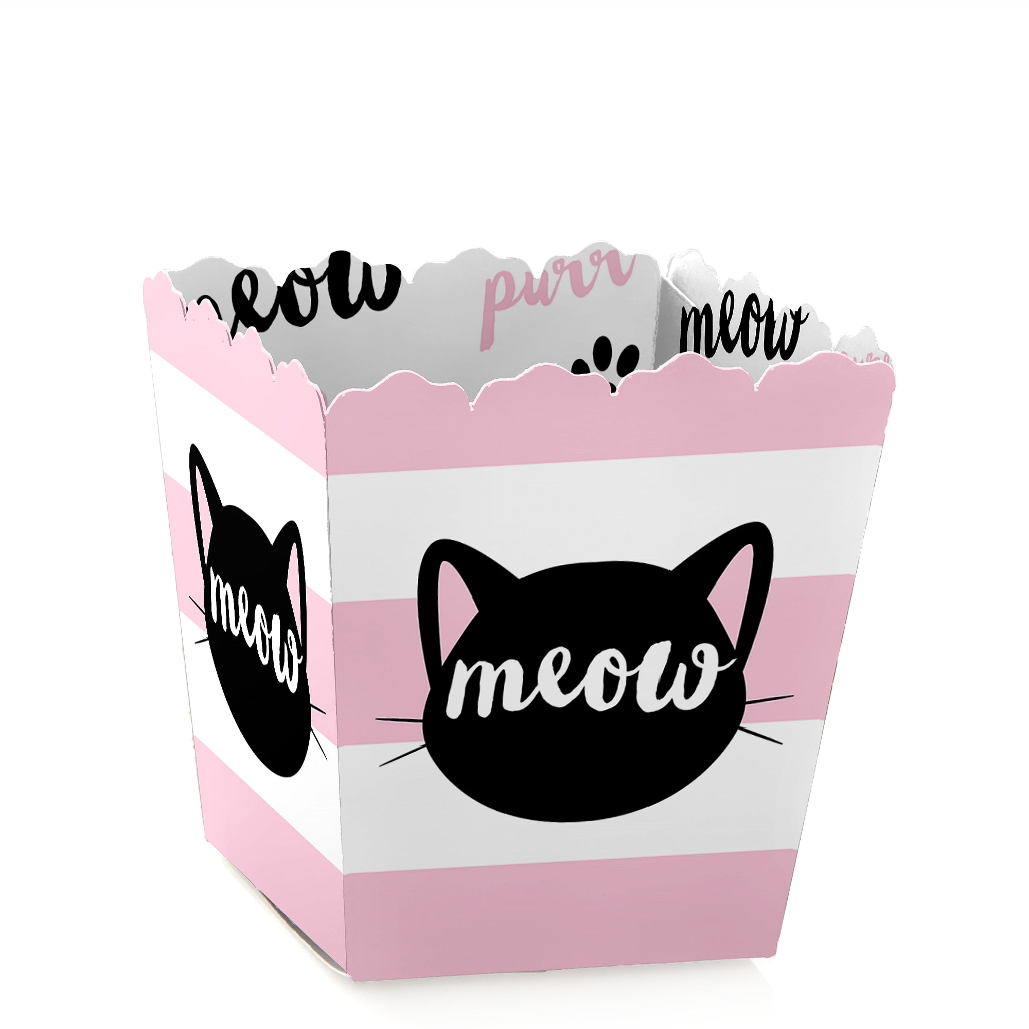 Purr-fect Kitty Cat - Party Mini Favor Boxes - Kitten Meow Baby Shower or Birthday Party Treat Candy Boxes - Set of 12