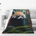 thumbnail image 1 of Fotbe Forest Plant Raccoon Manta de Franela Acolchonada con Estampado, Súper Suave y Esponjosa, Extra Grande para Sofá, Cama, Uso Todo el Año-60"x50", 1 of 7