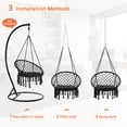 thumbnail image 5 of Cotton Rope Hammock Chair, Max 360 Lbs Hanging Chair, Pure Cotton Swing Chair, for Indoor Outdoor Bedroom Patio Black Hammock Swing Chair, 5 of 8