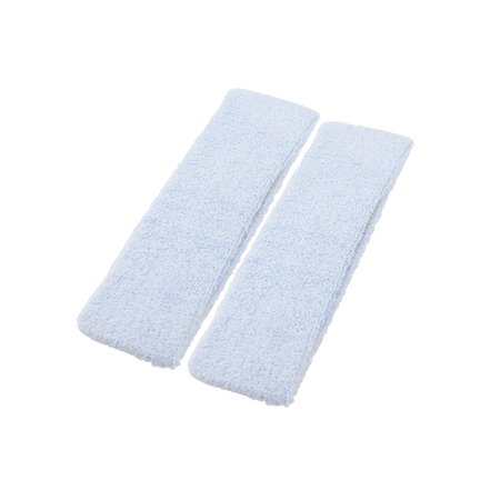 - 2 Pcs Exercise Athletic Pale Blue Stretchy Sweatband HeadBand