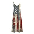 thumbnail image 4 of Cmfcve 4th of July Patriotic Dresses Sleeveless Deep-V Neck Summer Maxi Dress Lightweight Printed Beach Vacation Sundress, 4 of 5