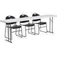 thumbnail image 2 of Bowery Hill Folding Table and 3 Stacking Chairs in Black and White, 2 of 2