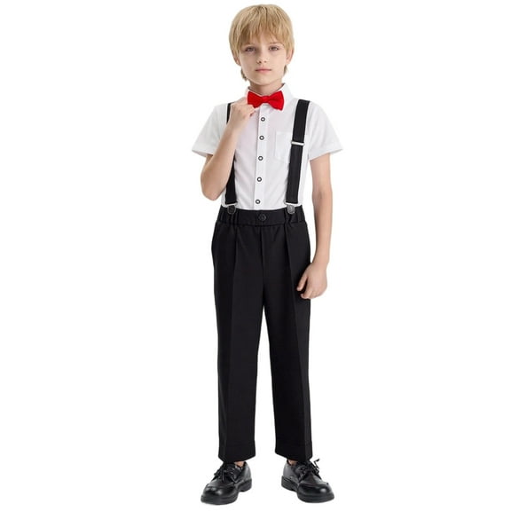 MEZZALL Boys Short Sleeve Shirt Tops Pants Outfits Set Kids School Formal Casual Childrens Dress Shirt Tops And Pants Suit For Daily Summer Fall Fall For Ages 3 13 Leisure Toddler Cartoon Clothing