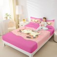 thumbnail image 2 of Manfei Cartoon Sleeping Cat Fitted Sheet Queen, Kitten Pet Bedding, Hot Pink, 3 Pieces, 1 Fitted Sheet and 2 Pillowcases, 2 of 6