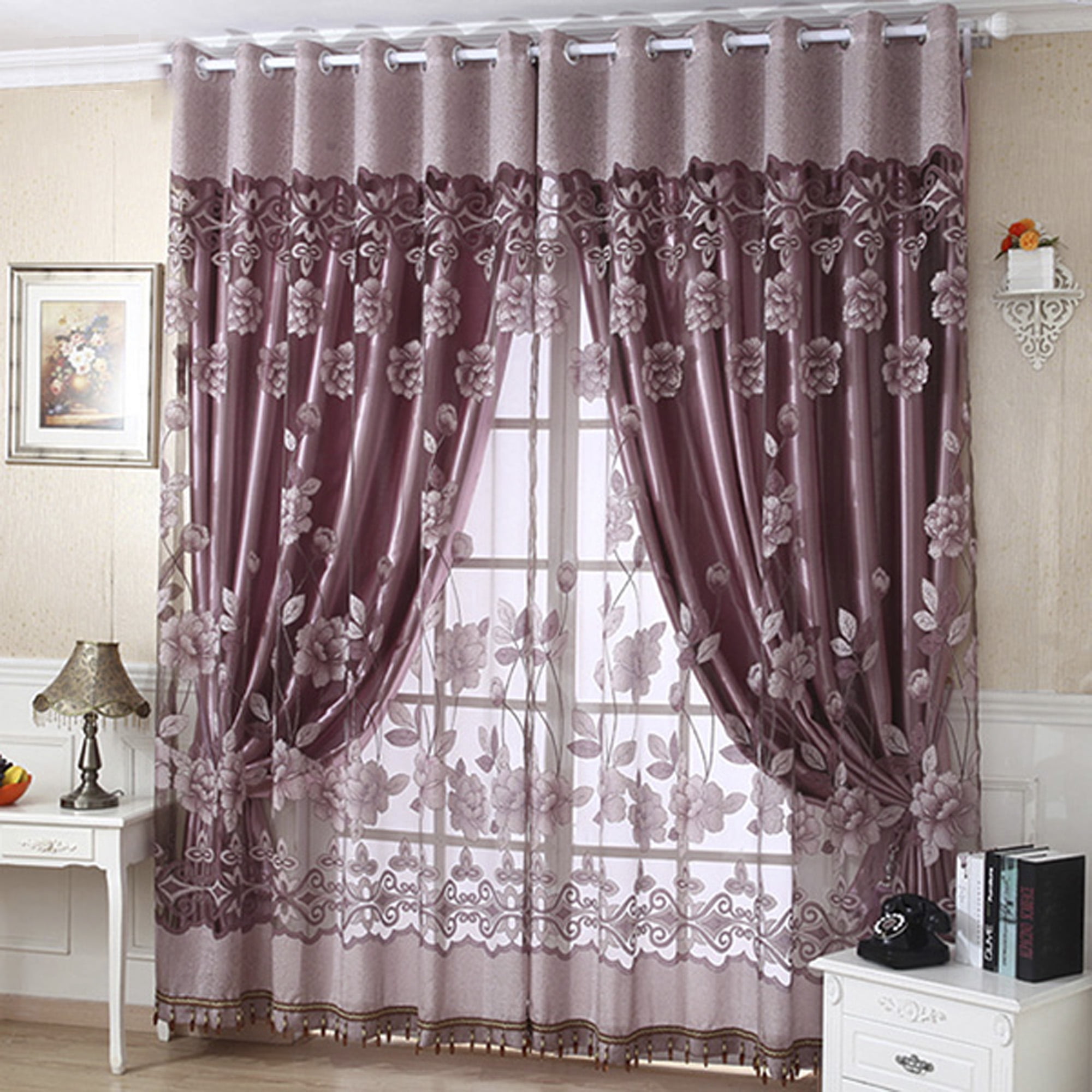 NK HOME 1 PCS Luxury Elegant Sheer Curtains ( L: 2.5 M x W: 1M) 98.5