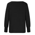 thumbnail image 4 of Olyvenn Womens Scoop Neck Sweatshirts Dressy Tops Womens Fall Fashion Bishop Sleeve with Button Shirts Oversized T Shirts Solid Color Waffle Knitting Sweater Gifts for Women Trendy Black 6, 4 of 5