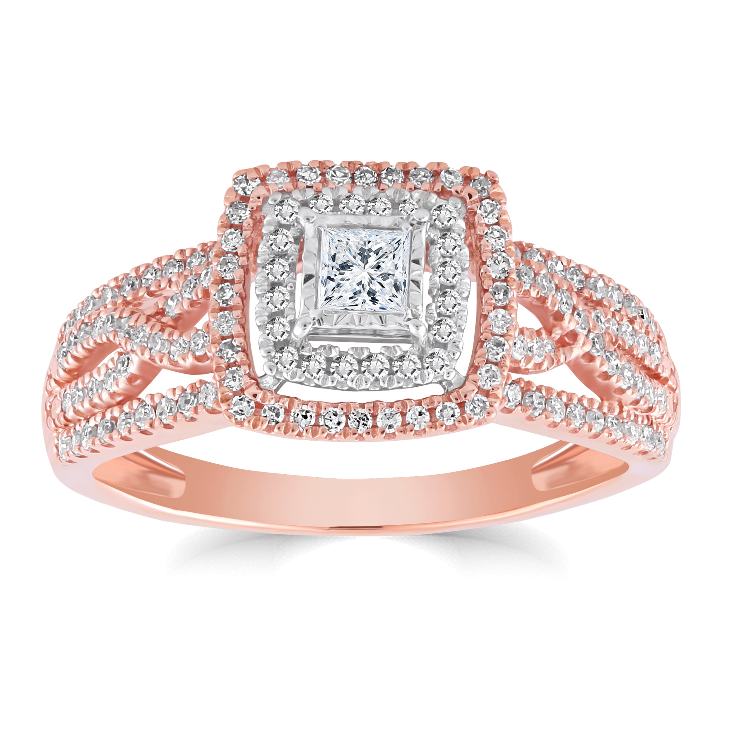 Forever Bride 1/2 cttw Cushion Double Halo Diamond Engagement Ring
