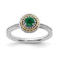 thumbnail image 4 of Auriga Fine Jewelry 925 Sterling Silver with 14K Created Emerald Ring for Women Size5, 4 of 6