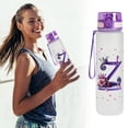 thumbnail image 2 of Water Bottle Insulated Tumbler Travel Mug 1L Large Frosted Letter Print Sports Water Bottle 1 Pack Drinkware, Adjustable Shoulder Strap, Spill Resistant for Gym Commute Iced Coffee Cold Brew Storage, 2 of 7