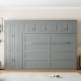 thumbnail image 3 of Queen Size Murphy Bed, Murphy Bed Frame Vertical Wallbed, Wall Bed With Built-In Top Shelf, Side Wardrobe, and Two Storage Drawers, Gray, 3 of 8