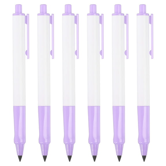 Uxcell Inkless Pencil, 6 Pack Eternal Pencil Forever Pencils Replaceable Nib Magic Pencils, Purple