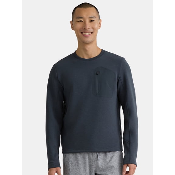 Athletic Works Men's and Men's Big Textured Long Sleeve Crew, Sizes S-3XL
