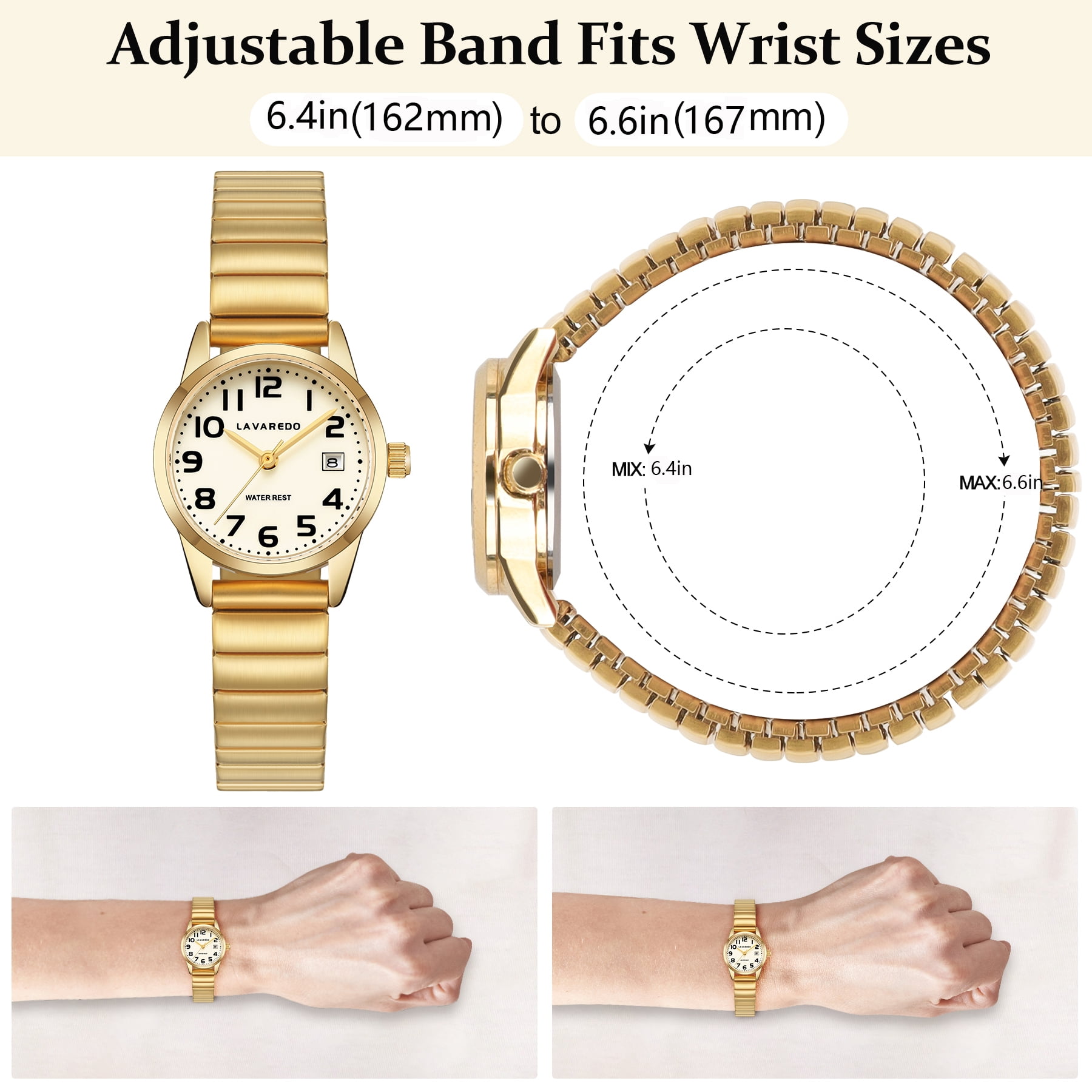 Watches for Women Easy Reader Analog Ladies Quartz Watches with Stainless Steel Expansion Band, Waterproof Watches Gift For Women -M Size
