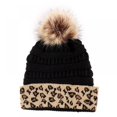 thumbnail image 3 of Monfince Women's Beanie Hat with Faux Plush Ball Warm Soft Comfort Knit Chunky Leopard Knitted Hats 1 Pcs, 3 of 6