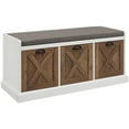 thumbnail image 1 of Willow 40" Farmhouse Storage Bench in Rustic Oak/Brushed White/Storm Gray, 1 of 9