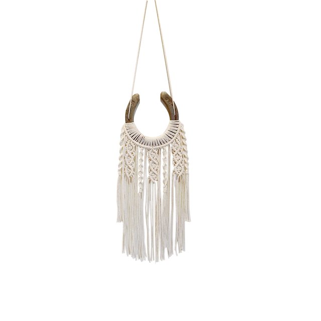 Colgante de pared de macramé Dielianyi, blanco ecuestre, hecho a mano