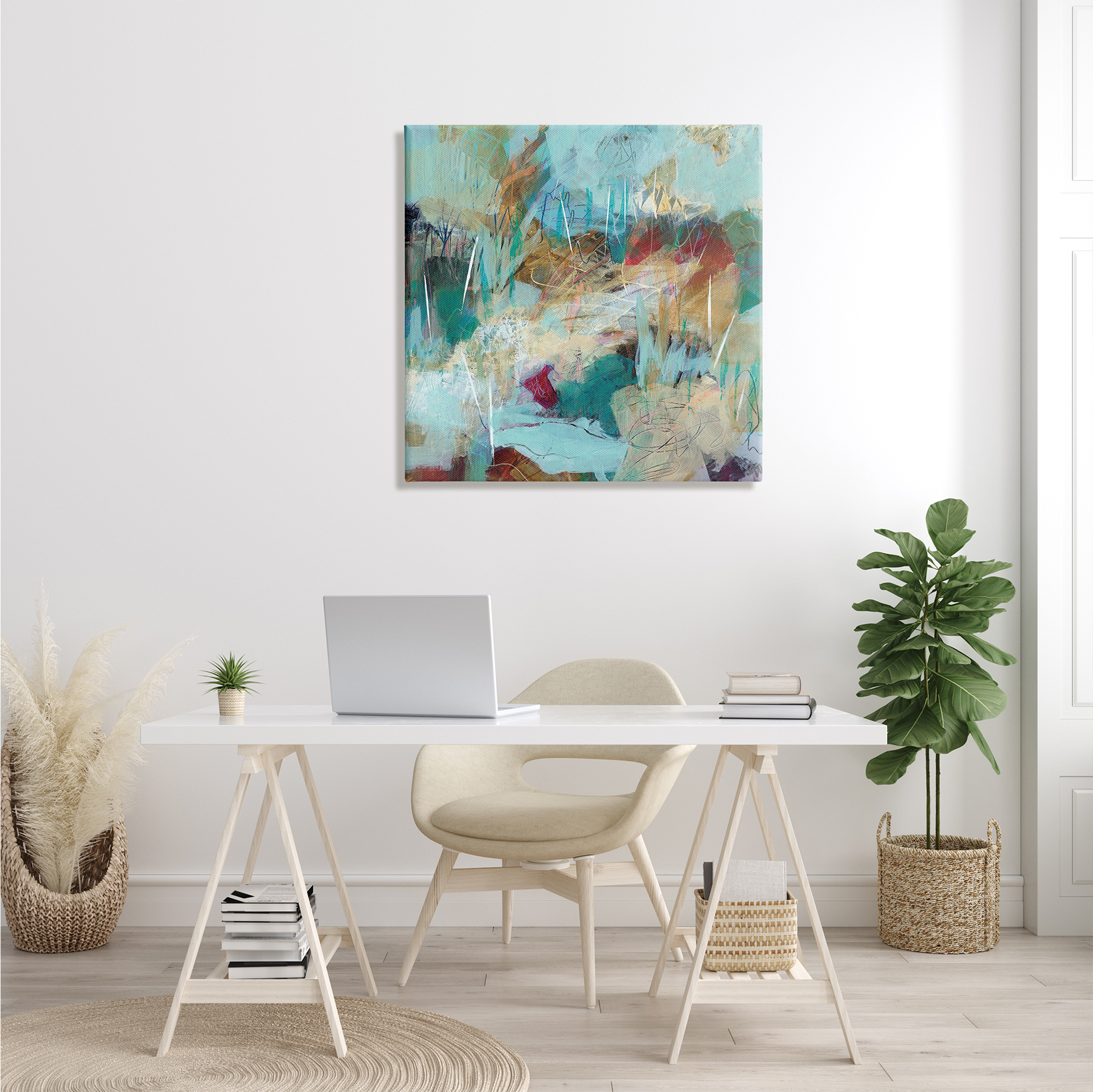 Stupell Industries Beautiful Chaotic Movements Abstract Blue Green Beige, 30 x 30, Designed by Ann Thompson Nemcosky