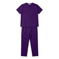 thumbnail image 4 of Scrubs for Men Set - V-Neck Short Sleeve Scrub Top and Cargo Pants - Muti Pockets Men Scrubs Set Purple, 4 of 8