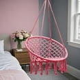 thumbnail image 5 of Hammock Chair, Macrame Hanging Swing Chairs with Hardware Kit,Adult Boho Swings for Outside,Patio,Balcony,Bedroom (Pink (Pillows are not Included)), 5 of 15