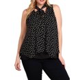 thumbnail image 4 of eVogues Plus Size Sleeveless Polka Dot Blouse Black, 4 of 7