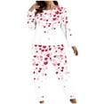 thumbnail image 2 of Uaswgudfs Women Plus Size Valentine's Day Sleepwear Set Long Sleeve Pajama Casual Loungewear Heart Print Outfit, 2 of 7