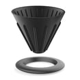 thumbnail image 1 of Embudo de café reutilizable para el hogar, de silicona, con filtro antigoteo, reversible, plegable, juego de 2 piezas, color negro, 1 of 5