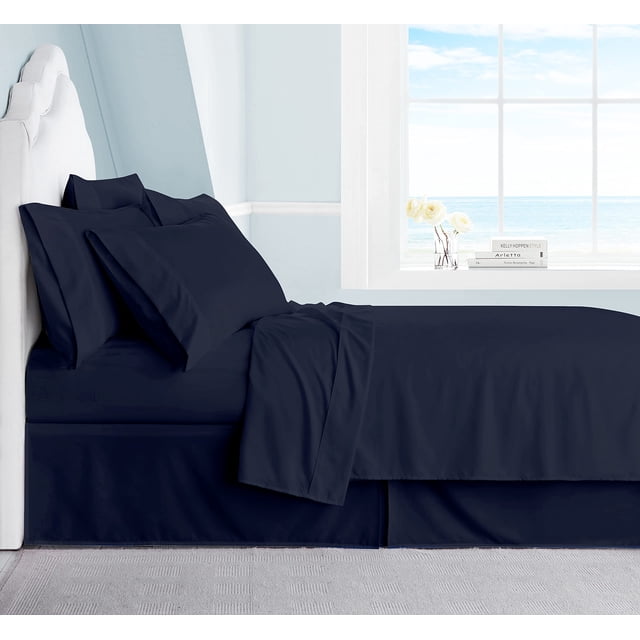 Swift Home Collection de Literie de Luxe, Ensembles de Draps 6 Pcs en Microfibre Brossée Ultra Douce, Extrêmement Durables - Ajustement Facile - Résistant aux Plis - (Inclut 2 Taies d'Oreiller Bonus), California Très Grand, Marine