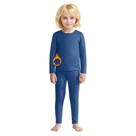 

Kopltyrfg Kids Thermal Underwear Long for Boys Girls Base Layer Toddler Thermal Set Ultra Soft Dark Blue 120