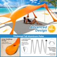 thumbnail image 2 of Beach Canopy Beach Tent Pop Up Shade 10x10ft Sun Shelter UPF50+ with 8 Sandbags-2 Sand Shovel-4 Aluminum Poles-Ground Pegs-Portable Carrying Bag for Outdoor Family Camping Fishing Yard Picnic, 2 of 9