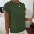 thumbnail image 6 of YUGYXL Womens Short Sleeve Sweater Trendy Floral Pullover Sweaters Summer Casual Crewneck Lightweight Knit Tops Army Green Tops M, 6 of 9