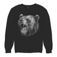 thumbnail image 5 of Roaring Grizzly Bear Sweatshirt Wild Animal Fierce Black and White Nature Wildlife Forest Predator Beast Crewneck, 5 of 7