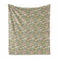 thumbnail image 1 of Pumpkin Soft Flannel Fleece Throw Blanket, Sketchy Organic Halloween Elements Drawn by Hand, Cozy Plush for Indoor and Outdoor Use, 70" x 90", Beige Pale Mustard, by Ambesonne, 1 of 5