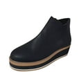 thumbnail image 1 of Kcodviy Ankle Women's Zipper Heel Biker Boots for Women Wedge Size Side Solid Wide Winter Boots for Women Boots Plus Color Platform Mini Boots Women Women's Boots, 1 of 5