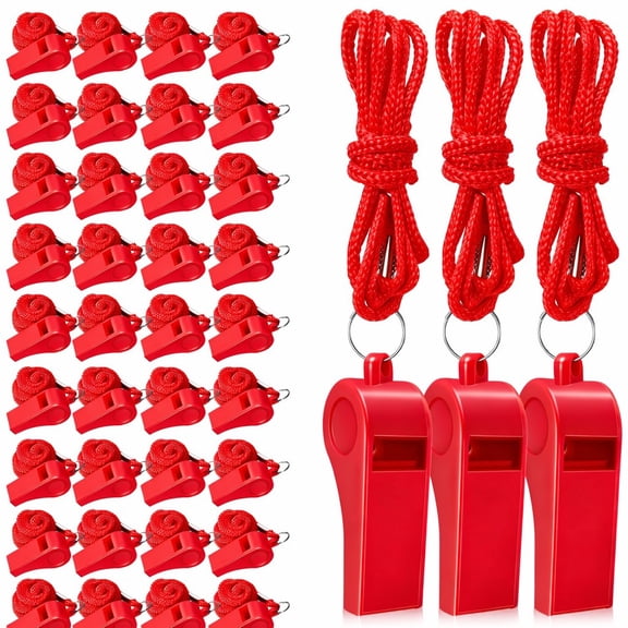 Lsupdaol 24 Pcs Whistles Bulk with Lanyard Sports Loud Crisp Sound Whistles for Coach Referees Training Emergency