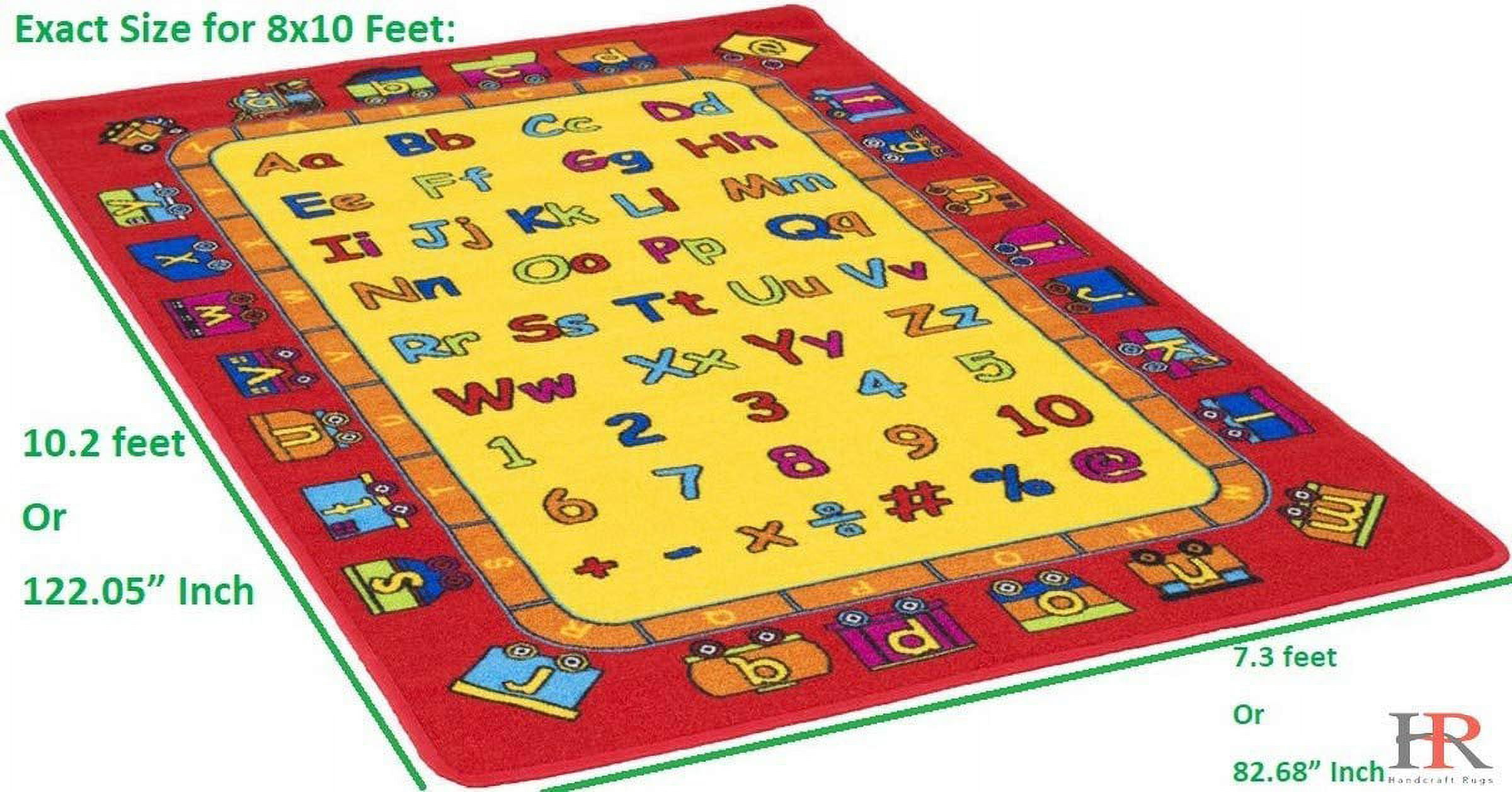 HR-Kids Rugs Letters/Numbers/Math Symbols-Boys/Girls73 X 102 Educational Play mat for School/Daycare/Nursery Non-Slip Carpet-Teachers ToolRed/Yellow
