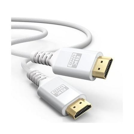 wonima88 8K White HDMI Cable 10FT, 48Gbps Ultra High Speed HDMI 2.1 Cable eARC Braided HDMI Cord with 8K@60Hz, 4K@120Hz, HDR10 , Dolby, 3D, HDCP2.3 for Laptop/Monitor/HDTV/Soundbar/Blu-ray/PS5/Xbox