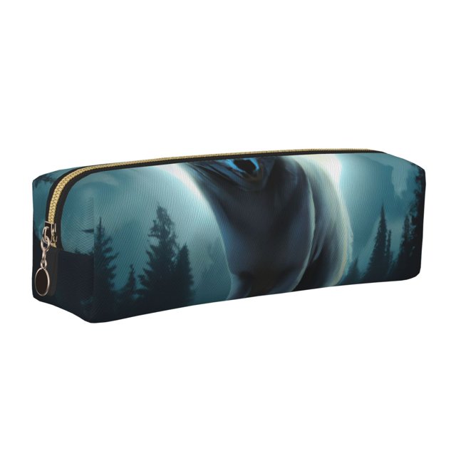 Disketp Wolf Estuche de Lápices de Cuero con Cierre, Estuche Compacto para Papelería, Bolígrafos y Accesorios Pequeños