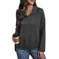 thumbnail image 2 of Sudadera de Larga para Mujer, Color Liso, con Solapa Holgada, Informal, de Moda, para y Otoño Gris Oscuro XL, 2 of 10