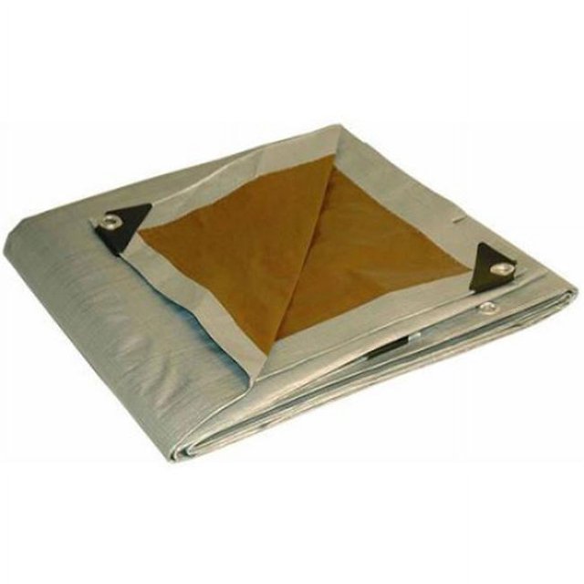 Foremost Bâche Supérieure Sèche Argent Brun 21216 Réversible Robuste Traitée UV Bâche Supérieure Sèche - 12 x 16 Pi.