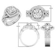 thumbnail image 4 of 1.65 Carat (ctw) 10K White Gold Round Cut White Diamond Ladies Bridal Split Shank Halo Engagement Ring With Two Matching, 4 of 4
