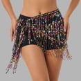 thumbnail image 3 of Womens Sequin Fringe Skirt Shorts Booty Dance Festival Bottoms Sequin Tassel Skirts Rave Fringe Hip Scarf, 3 of 5