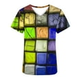 thumbnail image 4 of Puntoco Liquidación de blusas cortas para mujer, moda informal para mujer, cuello en V, estampado, manga corta, bolsillo, vestido de enfermera, 4 of 5